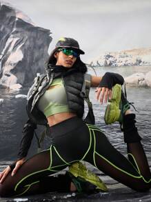 Innovista Seamless 3d Colorblock Mesh Breathable Sport Woman Bras, Workout Sports Tank Top ,Crop Tank Top, High Elastic Support Sports Bra,Gym Top,Woman Crop Tank Top,Going Out Tops,Festival,Push Up Bra,Sweater,With Remove Cup