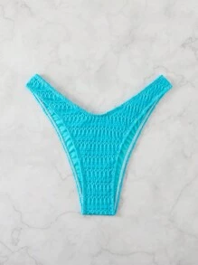 SHEIN Swim Summer Beach Textured High Cut Bikini Bottom - Mint Blue - View 3