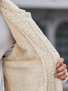 Manfinity VCAY Men's Slim Fit Knit Casual Long Sleeve Collar Cardigian Jacket With Thermal Lined, Suitable For Autumn & Winter - Beige - View 6