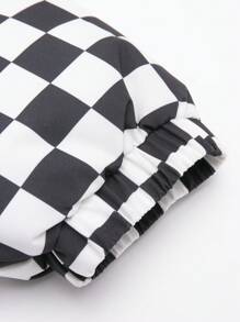 Manfinity Hypemode Men's Long Sleeve Zip-Up Plaid Padded Coat, Casual Daily Wear,Boyfriend Gift,Winter Warm Winter Coat,Fall Men Clothes