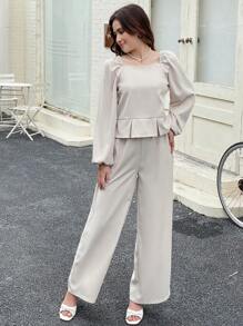 Bộ 2 món đồ cổ vuông thanh lịch cho bé gái tuổi teen, mùa thu đông - Màu be - Xem 5