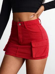 SHEIN ICON 性感修身迷你牛仔裙，夏季