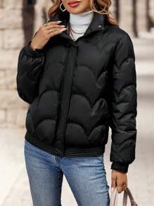 EMERY ROSE Chaqueta acolchada con cremallera y cuello alto casual y cálida para mujer, Invierno