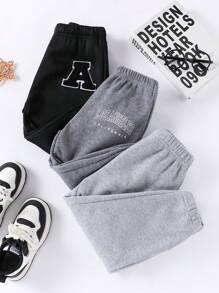 SHEIN Quần nỉ thể thao thường ngày in chữ nhiều màu Young Boy & Young Boy, phù hợp với mọi loại trang phục, đa năng, thích hợp kết hợp với nhiều loại áo khoác, áo và áo hoodie, thích hợp cho các buổi đi chơi hàng ngày, mùa thu/đông - Nhiều màu - Xem 1