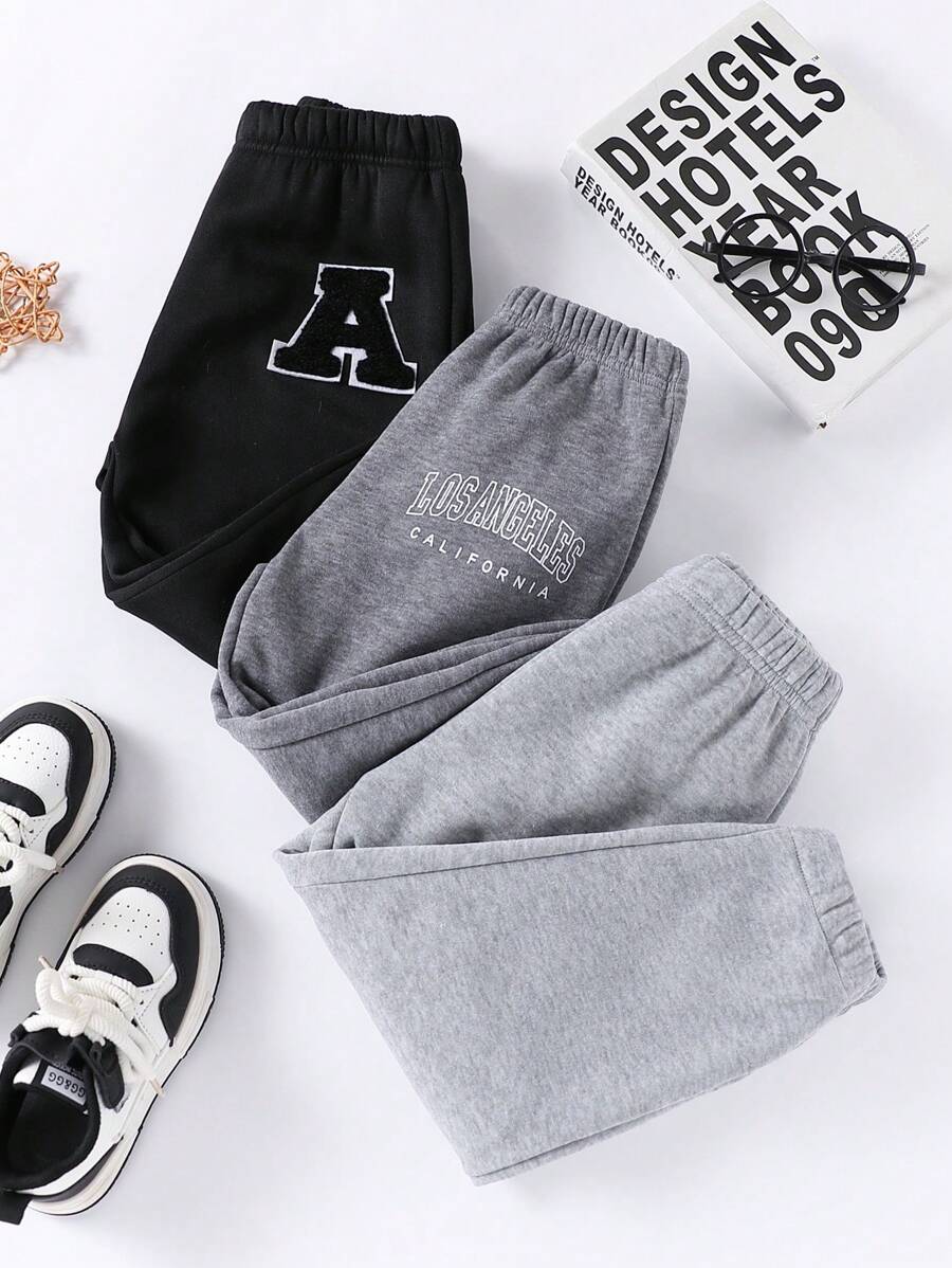 SHEIN Quần nỉ thể thao thường ngày in chữ nhiều màu Young Boy & Young Boy, phù hợp với mọi loại trang phục, đa năng, thích hợp kết hợp với nhiều loại áo khoác, áo và áo hoodie, thích hợp cho các buổi đi chơi hàng ngày, mùa thu/đông - Nhiều màu - Xem 1