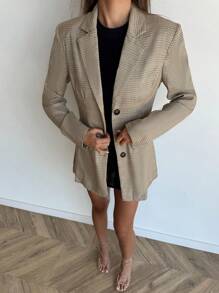 Aloruh Neuer retro karierter Design Chic Arbeitskleidung Blazer mit gepolsterten Schultern und schmal zulaufender Taille für eine schlanke Silhouette