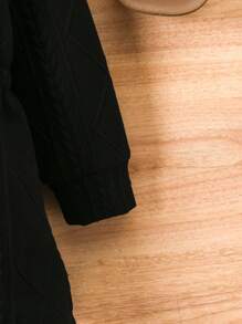 SHEIN 1pc Young Girl Patchwork Fluffy Hooded Jacket - Black - View 5