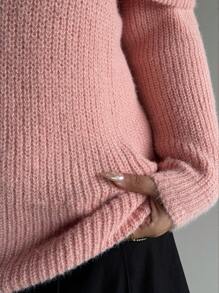 Flirla 大码女式秋冬时尚简约露肩柔软蓬松毛衣