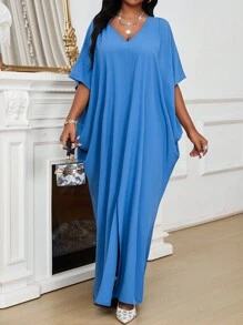 SHEIN Lady Spring And Summer Autumn And Winter Elegant Black Knitted Flared Long Sleeve Leopard Print Plus Size Dresses - Blue - View 5