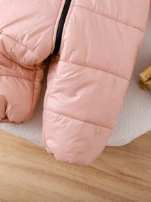 SHEIN Bộ đồ liền thân có mũ trùm đầu cho bé gái, bộ đồ liền thân dài tay màu hồng lót giữ nhiệt in chữ, thích hợp cho hoạt động ngoài trời, trượt tuyết và các dịp khác - Hồng - Xem 14