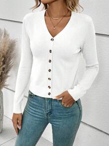 SHEIN Frenchy Women's Casual Solid Color Short Cardigan, Autumn,Long Sleeve Tops