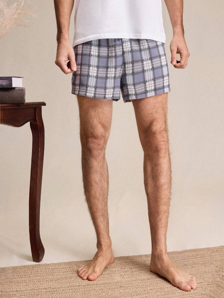 EverLounge Men's Elastic Waist Plaid Shorts For Loungewear - Multicolor - View 1