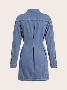 SHEIN EZwear 女士 Y2K 休闲牛仔水洗紧身连衣裙 - 淺色水洗藍 - 查看 2