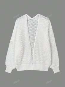 Women's Oversized Cute Crochet Cardigan Casual Lightweight Hollow Out V Neck Open Front Sweater