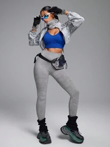 Innovista 无缝迷彩印花运动紧身裤，大腿瘦身压缩瑜伽裤塑身健身紧身裤，健身，日常休闲和瑜伽健身，收腹和提臀，秋季，冬季，瑜伽 - 灰色 - 查看 8