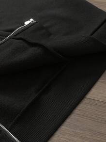 Manfinity Hypemode Chaqueta con capucha con cremallera y estampado de letras y estrellas, talla grande, para primavera y otoño, para hombre