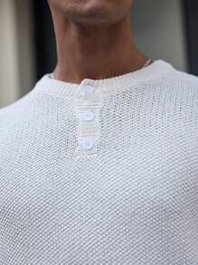 Manfinity Homme Men's Casual Button-Up Minimalist Long Sleeve Sweater, Autumn Winter - Apricot - View 3