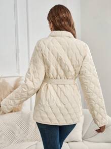 EMERY ROSE 女士冬季纯色无领长袖短款休闲羽绒大衣