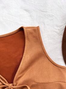 Soleia Camolă de vară de damă, de culoare uni, ocazională din piele intoarsa cravata