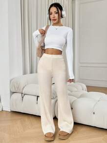 Chiquease Versatile Commuter Wide-Leg Pants & Sweater Set For Women - Multicolor - View 3