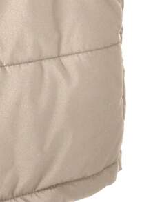 Tween 女童休闲黑色无袖连帽加垫背心，秋冬款 - 卡其色 - 查看 3