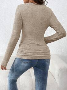 SHEIN Koszulka ciążowa z długim rękawem i swobodnym krojem Slim Fit, jesień