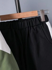 SHEIN 2pcs/Set Tween Boys Sports Hooded Jacket And Elastic Waist Pants Outfit For Casual Wear - Multicolor - View 4