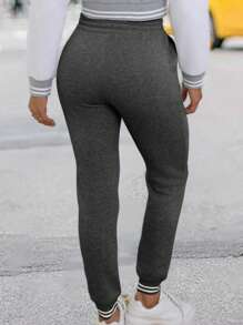 INAWLY Women's Casual Striped Print Drawstring Waist Side Pockets Jogger Sweatpants Graduation,Back To School Outfits,Graduation,Teacher Outfits For Women,Back To School Fall Cloth For Women - Dark Grey - View 2