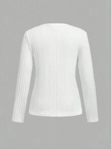 SHEIN Girlism 买 1 送 2 青少年女孩休闲纯色针织圆领长袖上衣 - 彩色 - 查看 2