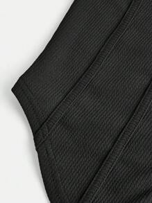 SHEIN Girlism جاكيت رياضية كاجوال قصيرة مزودة بسوستة وكابوشون مُحاكة للفتيات المراهقات - الأسود - مشاهدة 4