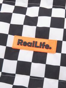 Manfinity Hypemode Men's Long Sleeve Zip-Up Plaid Padded Coat, Casual Daily Wear,Boyfriend Gift,Winter Warm Winter Coat,Fall Men Clothes