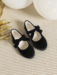 1 đôi giày bệt nơ cho bé gái đi học, mùa thu/đông - màu đen - Xem 5