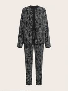 SHEIN Clasi Set da 2 pezzi: Giacca a maniche lunghe e pantaloni da donna, completi Ognissanti casual, set di due pezzi autunnali