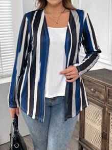 EMERY ROSE 大码女式春夏二合一条纹印花秋季T恤