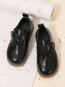 1 đôi giày bệt đế bằng màu trắng có khóa dán dành cho bé trai, thích hợp cho mùa xuân và mùa hè. - màu đen - Xem 3