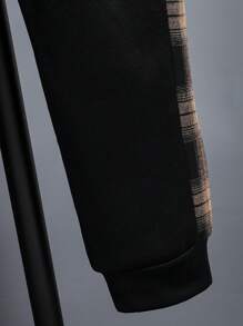 Vacaura 2 件青少年男孩格子长袖衬衫和连帽开衫及长裤套装，秋冬