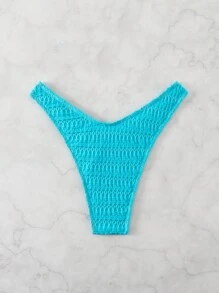 SHEIN Swim Summer Beach Textured High Cut Bikini Bottom - Mint Blue - View 2