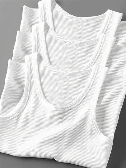 Manfinity Sport Corelite Camiseta de tirantes casual de deporte de unicolor con cuello redondo para hombre, tipo novio. paquete de camisetas básicas, camisetas de baloncesto. Sudaderas tipo novio para hombre. Ropa de entrenamiento, camisetas y top de tirantes, top de tirantes blanco transpirable.