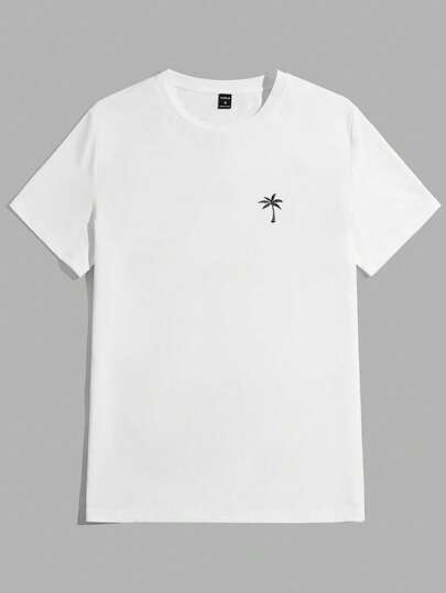 Manfinity BRENVOR Kortärmad t-shirt med palmträd för män, sommar