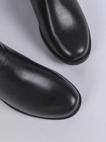 CUCCOO BIZCHIC Women's Fashionable Versatile Short Boots, Black Chunky Heel Ankle Boots, New Autumn Boots With Button Decor, Side Zip, Elastic Panel, Round Toe, Comfortable For And Spring Shoes Spring Break Easter For Christmas