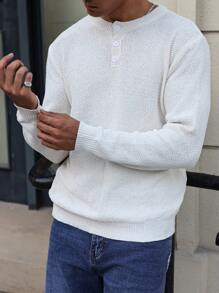 Manfinity Homme Men's Casual Button-Up Minimalist Long Sleeve Sweater, Autumn Winter - Apricot - View 5