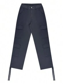 NVFelix New Arrival Stylish Women's High-Waisted Multi-Pocket Cargo Pants For Fall Clothes - Back To School Clothes - 深灰色 - 查看 5