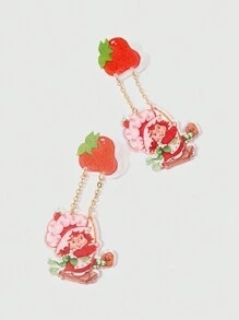 Strawberry Shortcake | ROMWE 1 đôi bông tai mặt dây chuyền dâu tây dễ thương cho nữ - Nhiều màu - Xem 4
