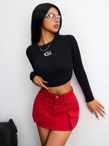 SHEIN ICON 性感修身迷你牛仔裙，夏季