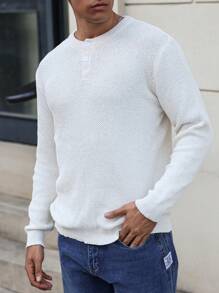 Manfinity Homme Men's Casual Button-Up Minimalist Long Sleeve Sweater, Autumn Winter - Apricot - View 6