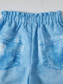 3pcs Tween Girls Fashion Distressed Denim Effect Bowknot Long Pants, Suitable For Spring And Autumn - Multicolor - View 4