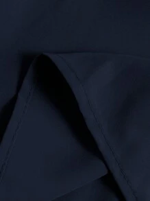 女士纯色褶皱松紧腰休闲裙 - 藏蓝色 - 查看 3