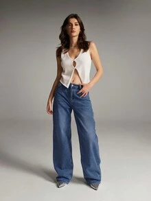 Quần Jeans Denim Phong Cách Cổ Điển Cho Nữ, Mùa Xuân Và Mùa Hè - Màu xanh lam - Xem 5