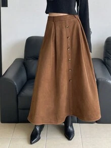 DAZY Jupe casual unie épaisse pour femmes, automne/hiver, doublure thermique