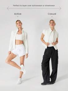 Chaqueta elástica ajustada de polar delgado - Blanco - Ver 2